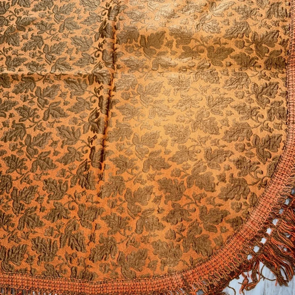 Vintage MCM Orange Brown Coverlet Bedspread Sears Bellissimo Italy Full Fringe